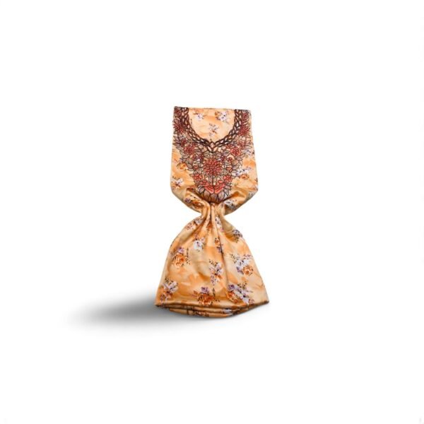 orange & multicolor indonesian embroidered fabric – sunset bloom & garden noir design