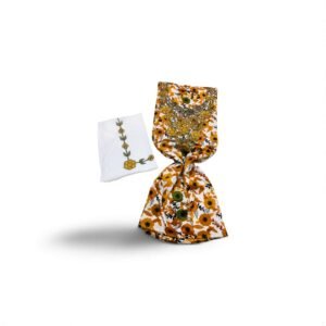 white & multicolor indonesian embroidered fabric set – golden bloom & tropical embrace design