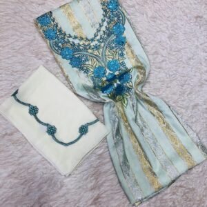 Blue & White Moroccan Embroidered Fabric Set – Striped Sky Garden