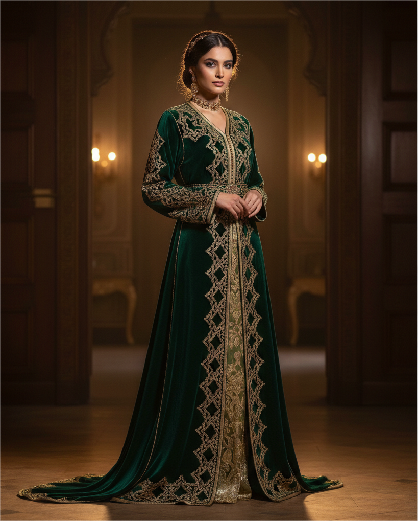 قفطان زمردي ملكي